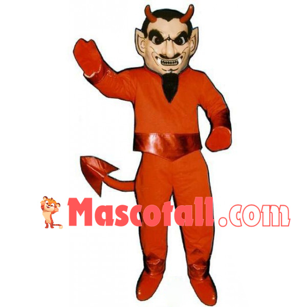 Evil Red Demon With Tail Mascot Costume