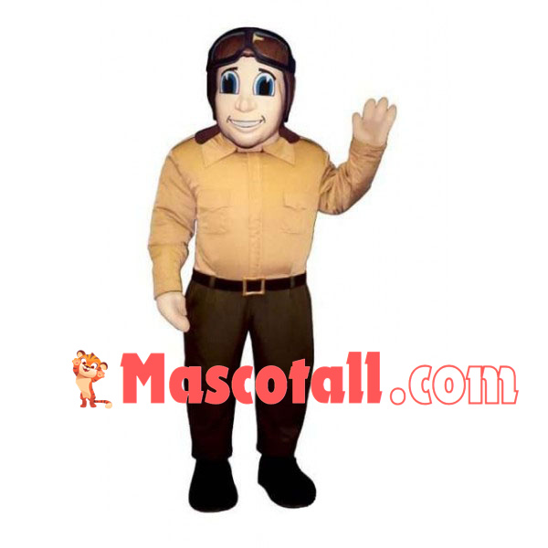 Seasoned Pilot Wearing Jacket Mascot Costume