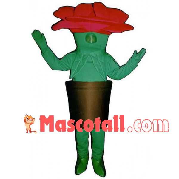 Brightly Colored Rose Potted Plant Mascot Costume