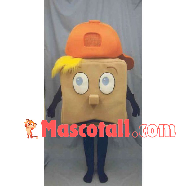 Square Model With Orange Cap Mascot Costume
