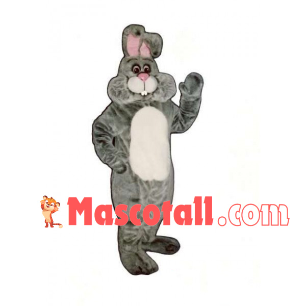 Mild Gray Furry Bunny Mascot Costume