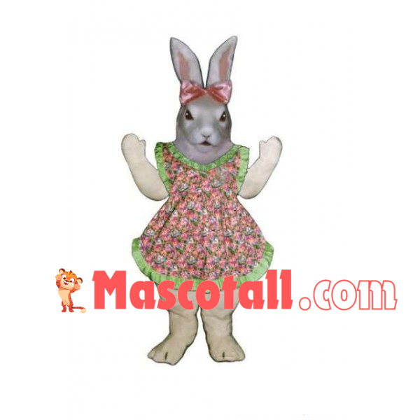 Pretty Bunny With Flower Dress Mascot Costume