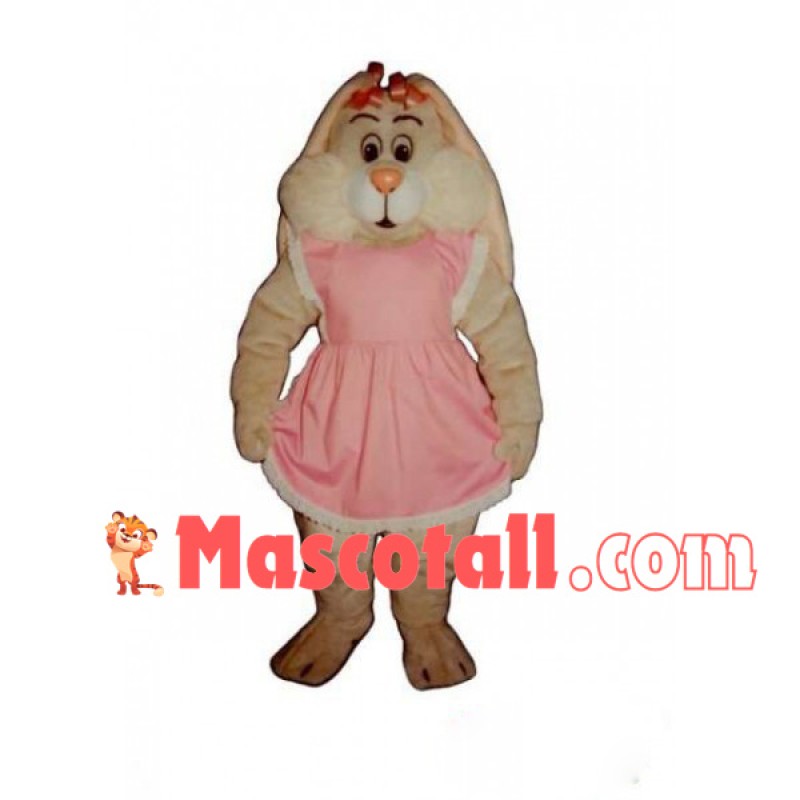 Cute Bunny In Pink Maid Dress Mascot Costume