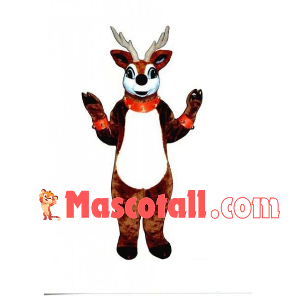 Christmas Elk With Bell Collar Mascot Costume