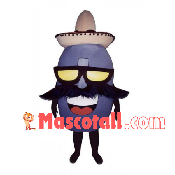 Halloween Purple Egg Man With Hat Mascot Costume