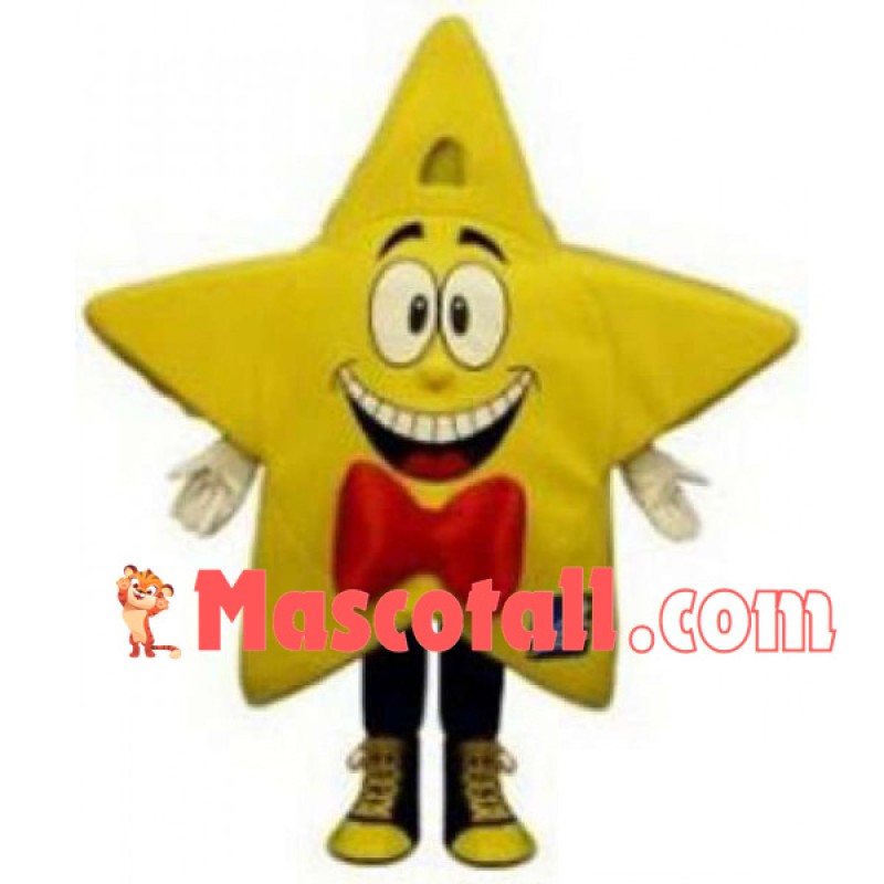 Funny Cartoon Five-pointed Star With Red Bow Mascot Costume