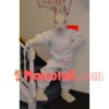 Serious White Learning Rabbit Mascot Costume