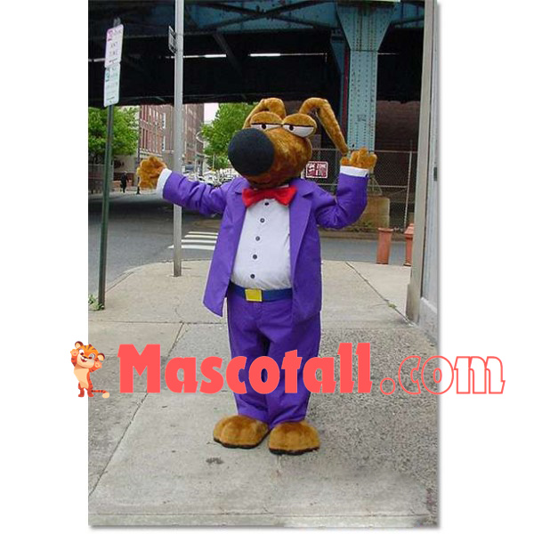 Kind Dog Wearing Purple Suit Mascot Costume