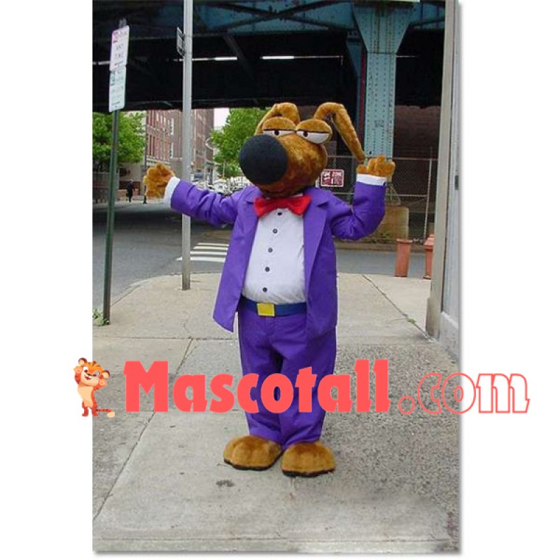 Kind Dog Wearing Purple Suit Mascot Costume