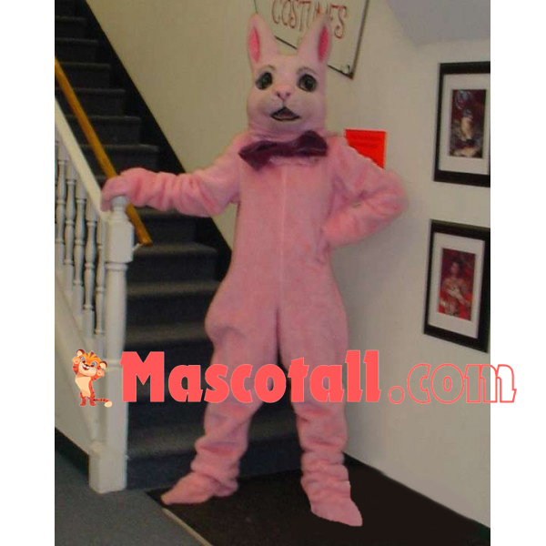 Surprised Adult Pink Rabbit Mascot Costume