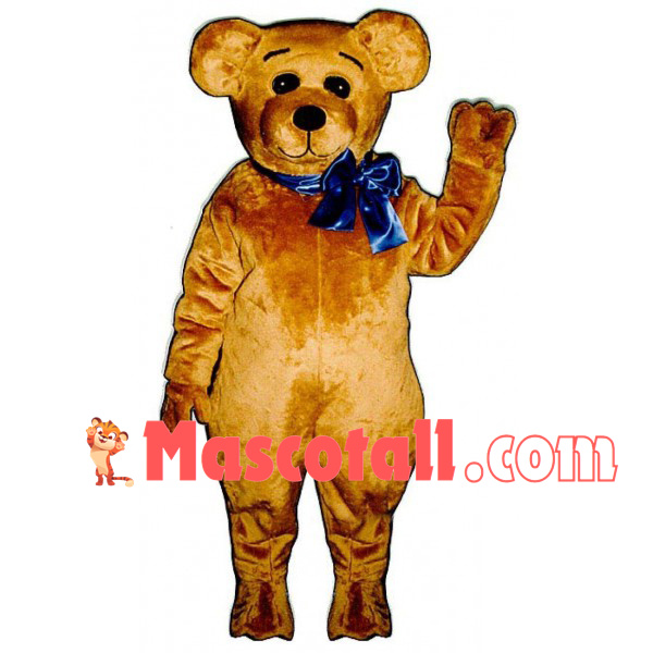 Teddy Bear Tied With Blue Ribbon Mascot Costume