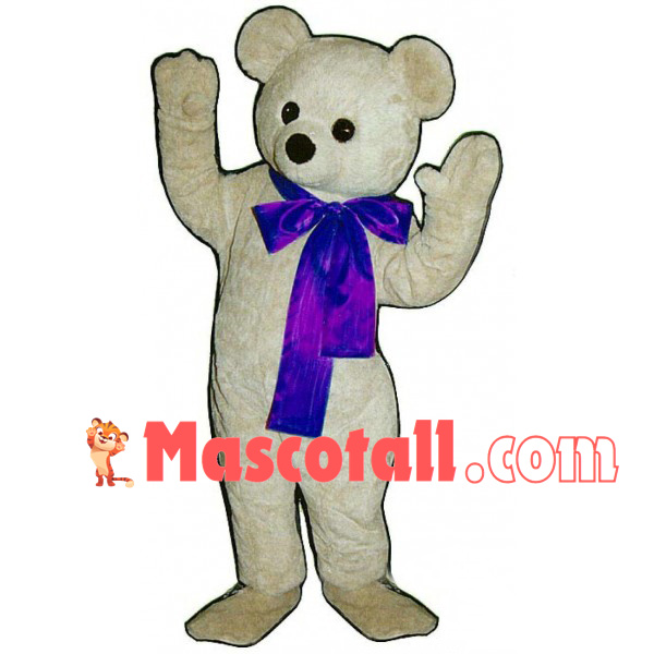Likable White Teddy Bear Mascot Costume