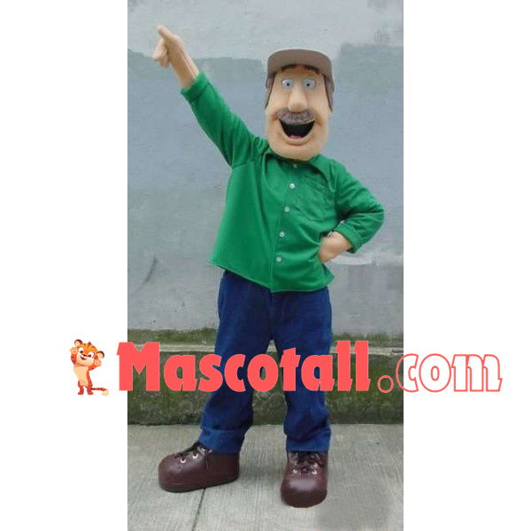 Grandpa Doing Morning Exercises Mascot Costume