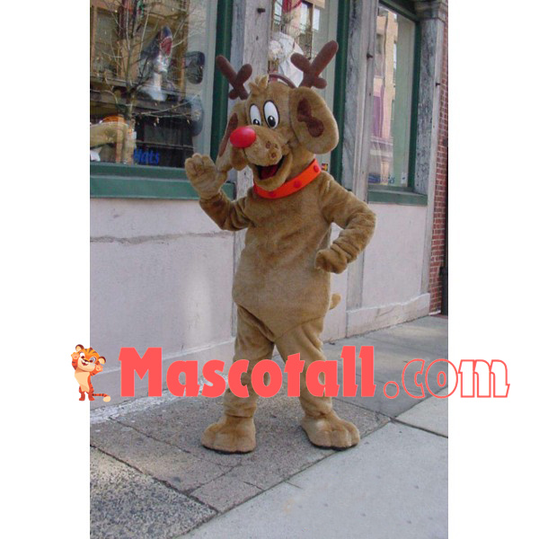 Christmas Dog Wearing Elk Headband Mascot Costume