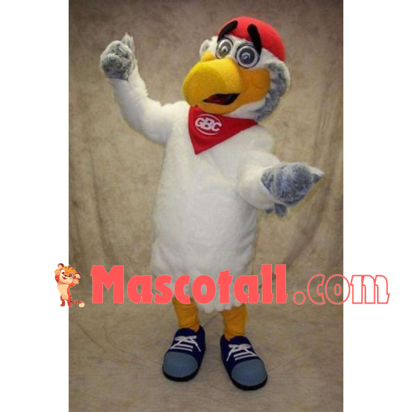 College White Plush Woodpecker Mascot Costume