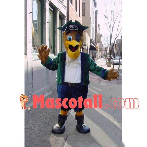 Principled One-eyed Eagle Pirate Mascot Costume