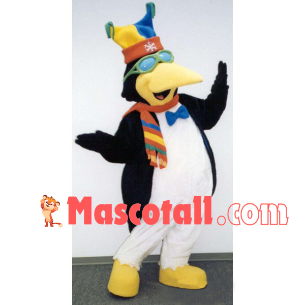 Mr Penguin Wearing Knitted Hat Mascot Costume