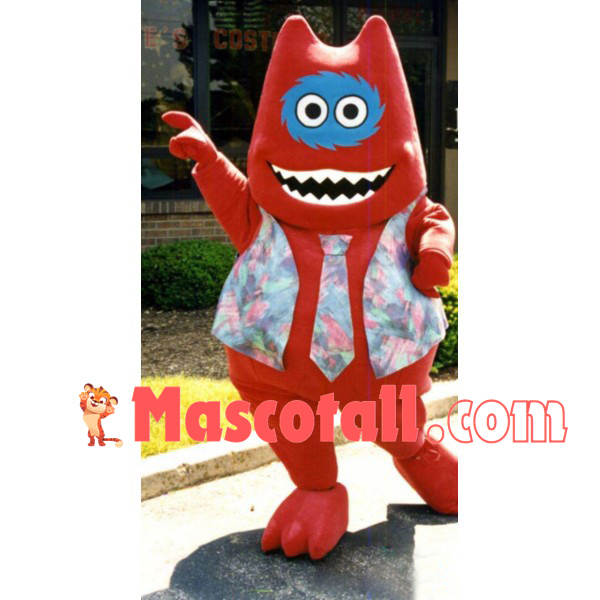 Red Turbo Monster In Vest Mascot Costume
