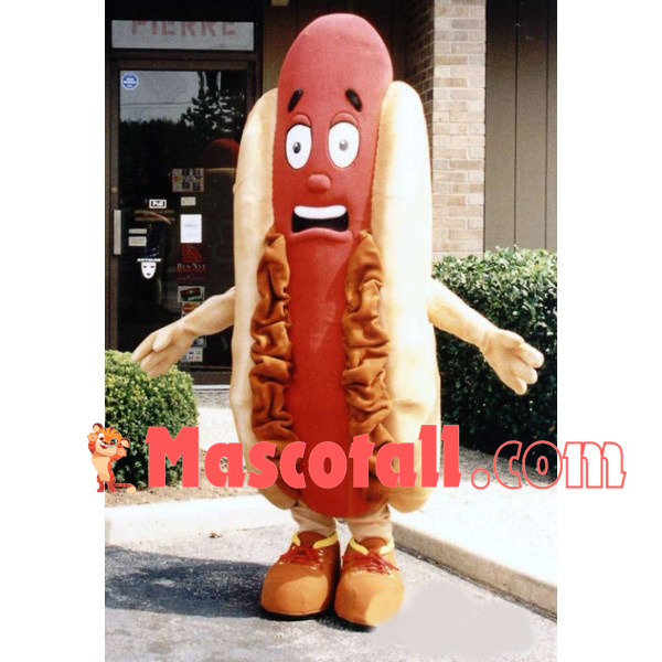 Horrified Cartoon Hot Dog Mascot Costume