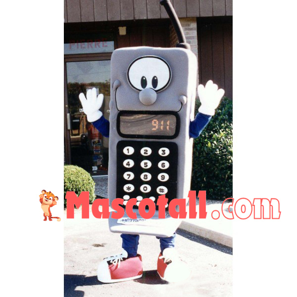 Gray Cartoon Walkie Talkie Mascot Costume