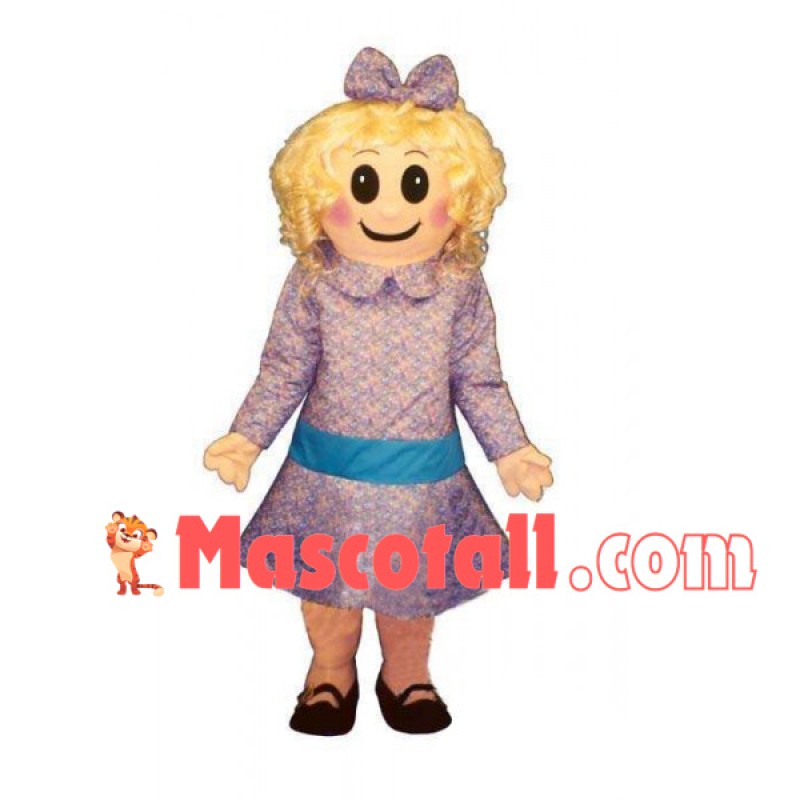 Blonde Doll With Dinner Dress Mascot Costume