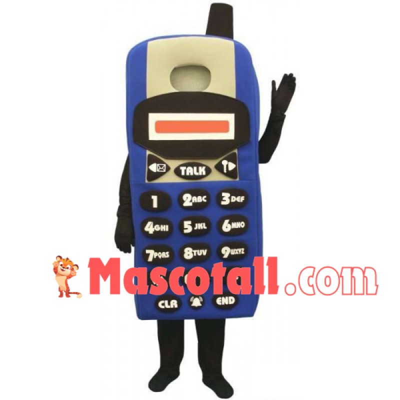 Blue Button Phone Mascot Costume