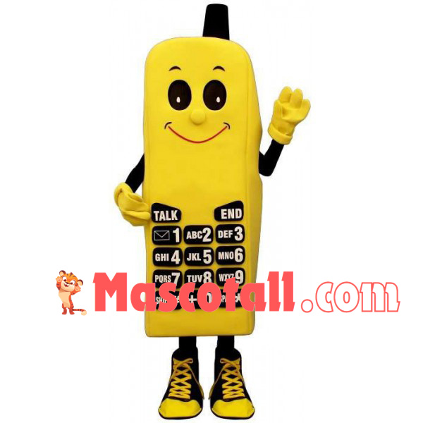 Bulky Yellow Old Telephone Mascot Costume