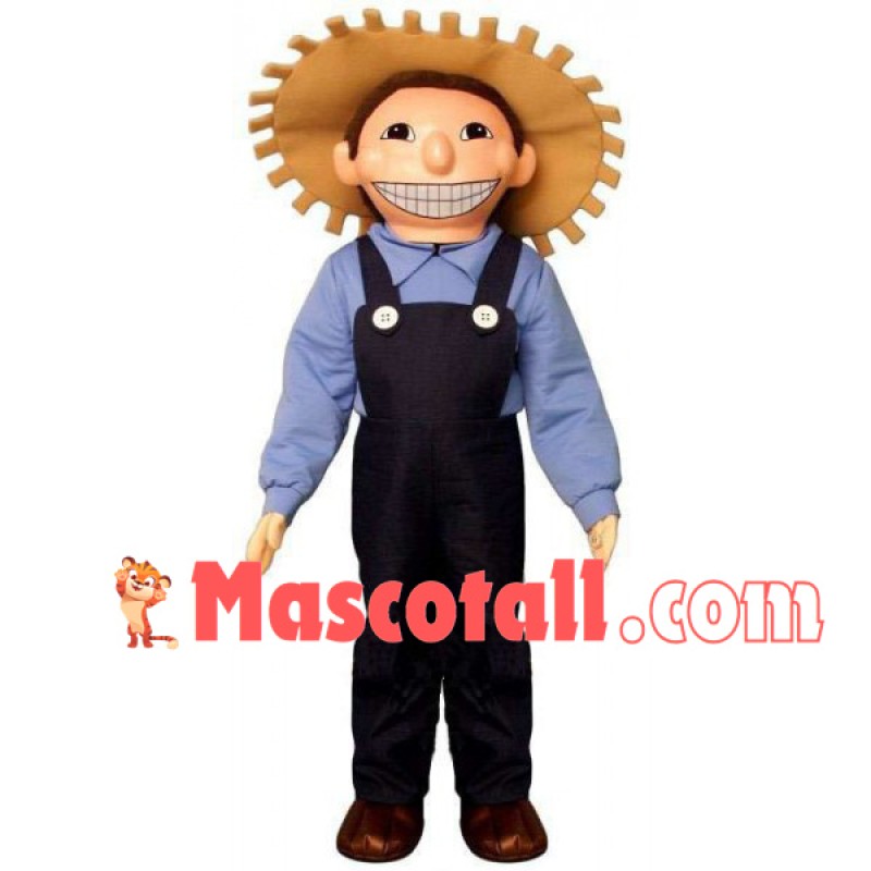 Realistic Scarecrow With Straw Hat Mascot Costume