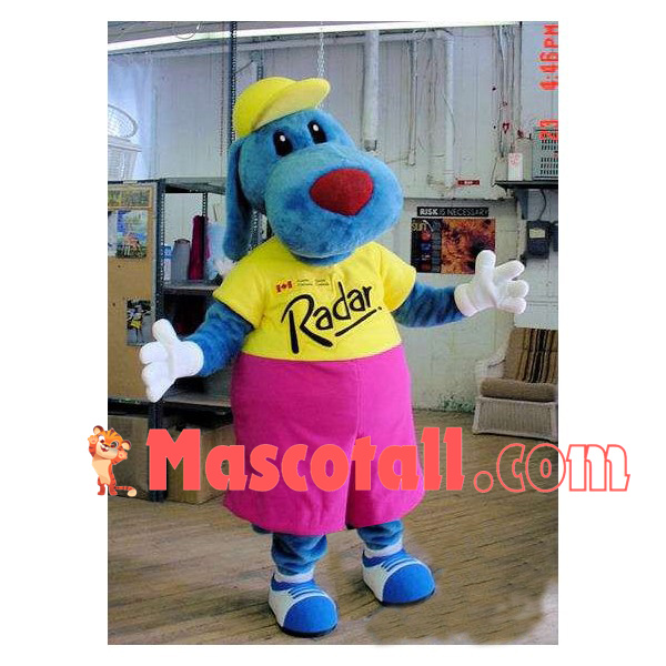 Blue Dog In The Bright Short Top Mascot Costume