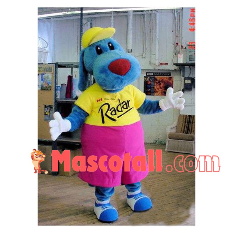 Blue Dog In The Bright Short Top Mascot Costume