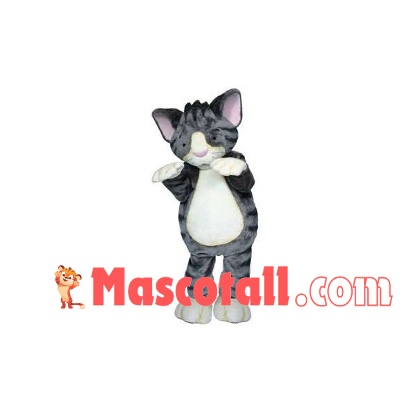 Grey Cat On Tiptoe Mascot Costume