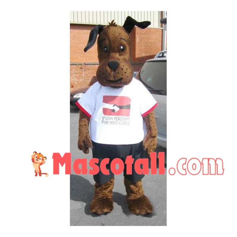 Adult Size Brown Dog In Shirt Mascot Costume