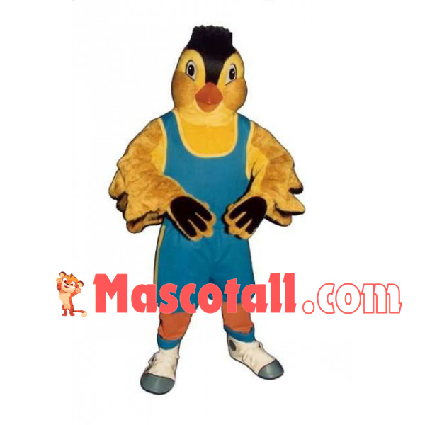 Power Bird In The Blue Sports Suit Mascot Costume