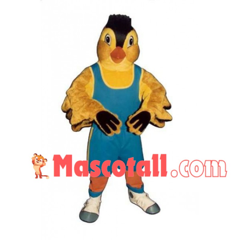 Power Bird In The Blue Sports Suit Mascot Costume