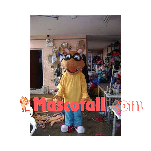 Study Brown Horse With Glasses Mascot Costume