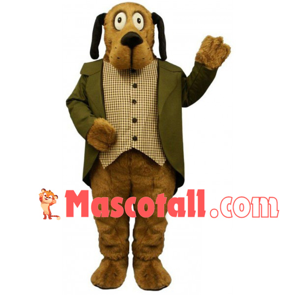 Furry Dog In the Plaid Shirt Mascot Costume