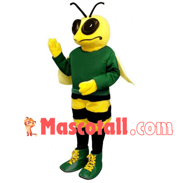 Pouting Bee In The Green Shirt Mascot Costume
