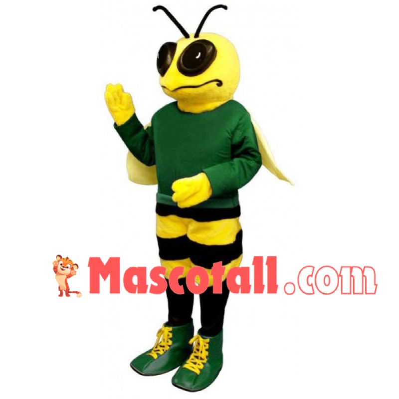 Pouting Bee In The Green Shirt Mascot Costume