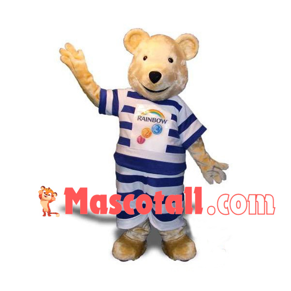 Lovely Bear In The Striped Set Mascot Costume