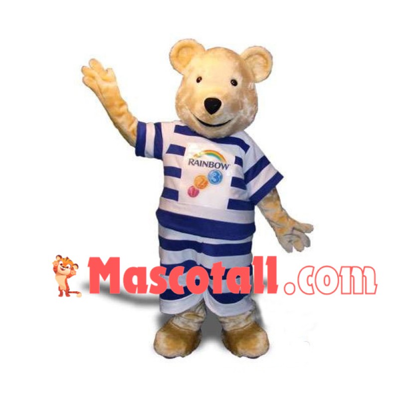 Lovely Bear In The Striped Set Mascot Costume