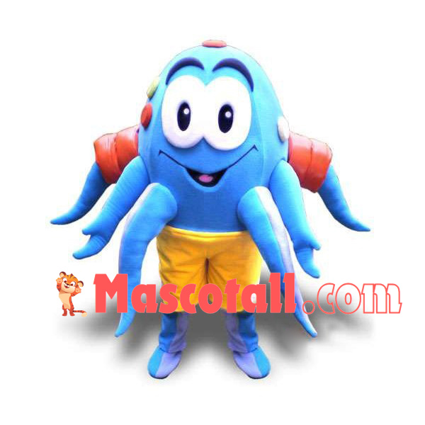 Blue Sea Octopus In Shorts Mascot Costume