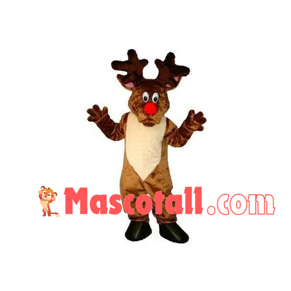 Warm Christmas Elk With Red Nose Mascot Costume