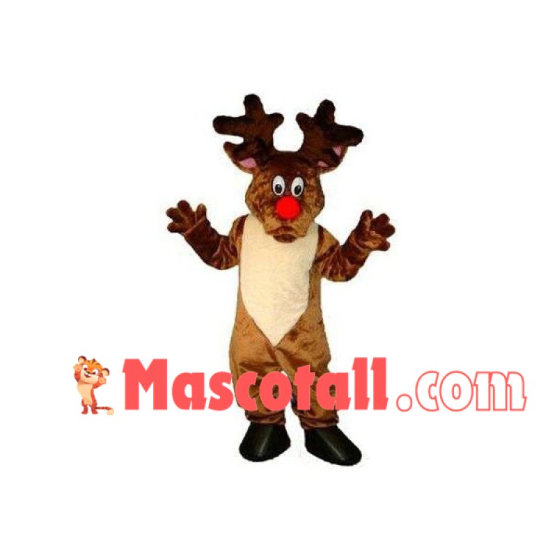 Warm Christmas Elk With Red Nose Mascot Costume