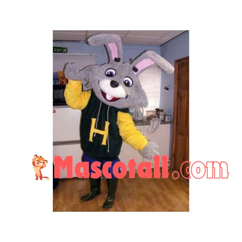 Rabbit Wearing Patchwork Sweater Mascot Costume