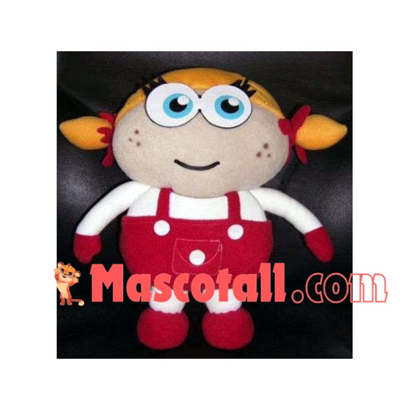 Blond Pigtail Baby Girl Doll Mascot Costume