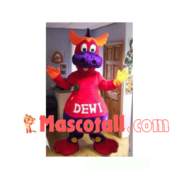 Vivid Bright Colored Dragon Mascot Costume