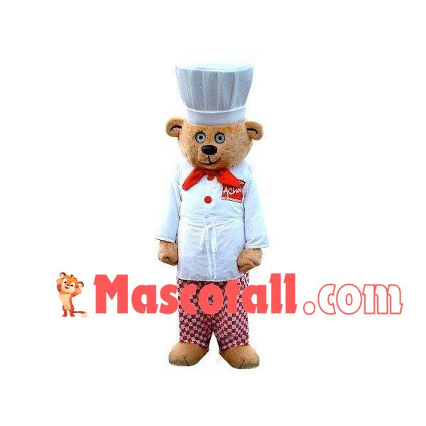 Chef Apprentice Bear Mascot Costume for Restaurant