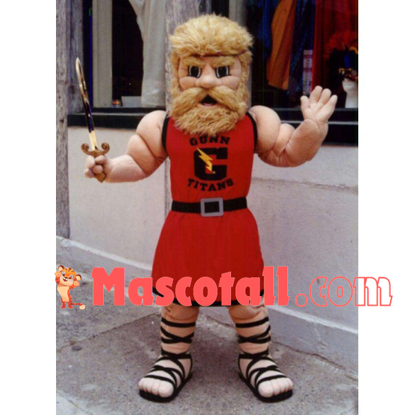 Spartan Warrior With Golden Beard Mascot Costume