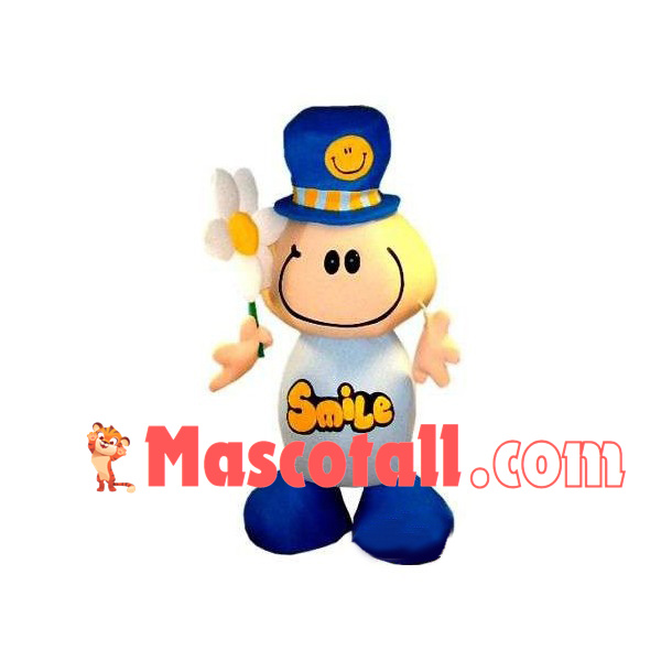 Smiley Doll Holding Flower Mascot Costume