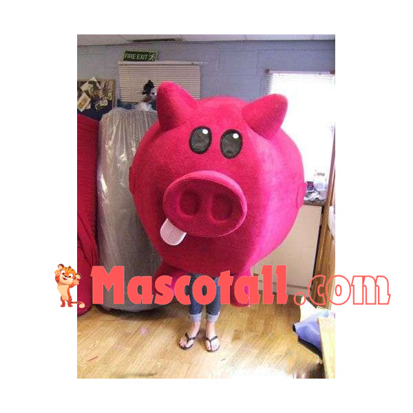 Red Piggy Bank Mascot Costume for Adult